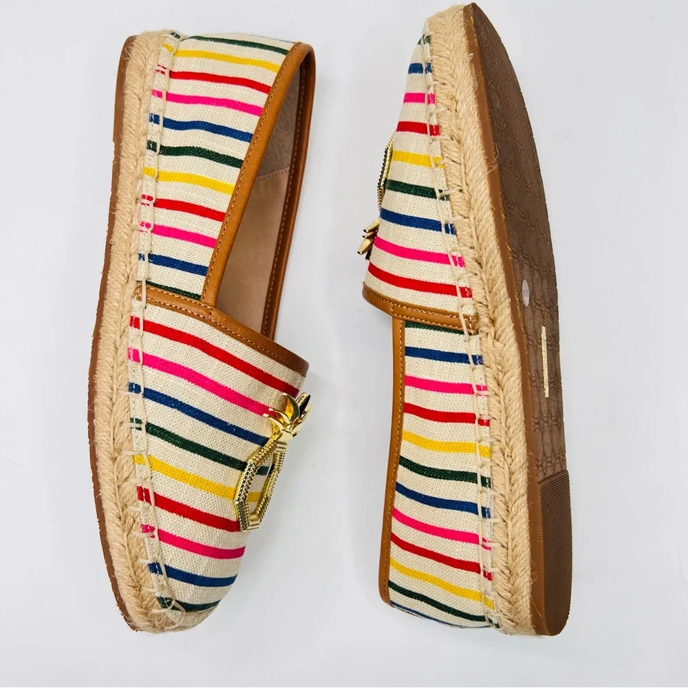 Louise et Cie Adige Rainbow Striped Jute-Wrapped Sole Espadrille Slip On Flats